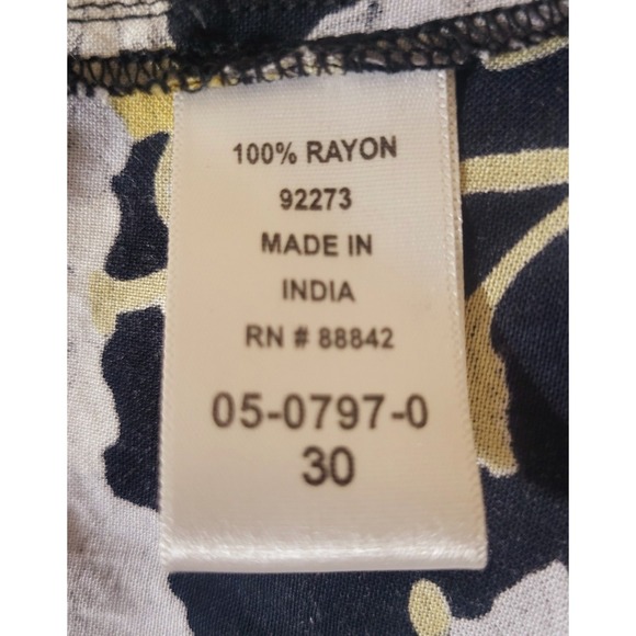 Ellos Womens Plus 30 Black Floral Button Front Midi - Knee Dress Bohemian Travel - Picture 4 of 8